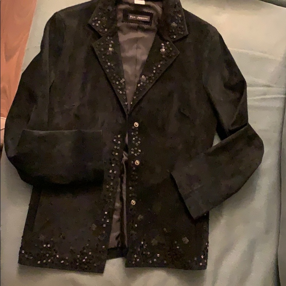 Suede leather black jacket with bits ornaments - Picture 1 of 4